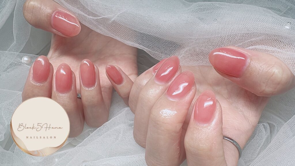 Nail No.4158【透け感ピンクのシンプルネイル】