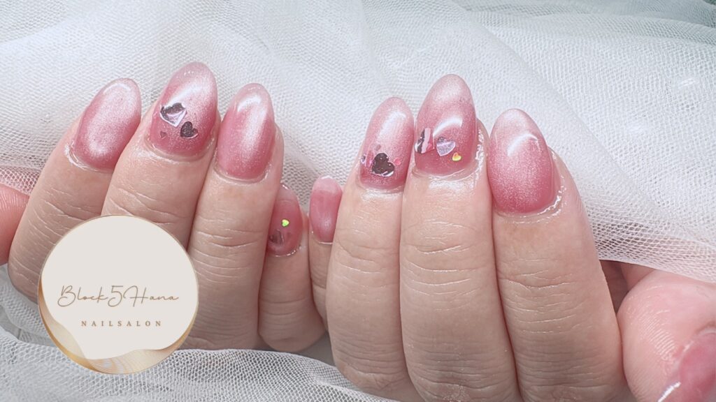 Nail No.4167【ハートホログラムのマグネットネイル】