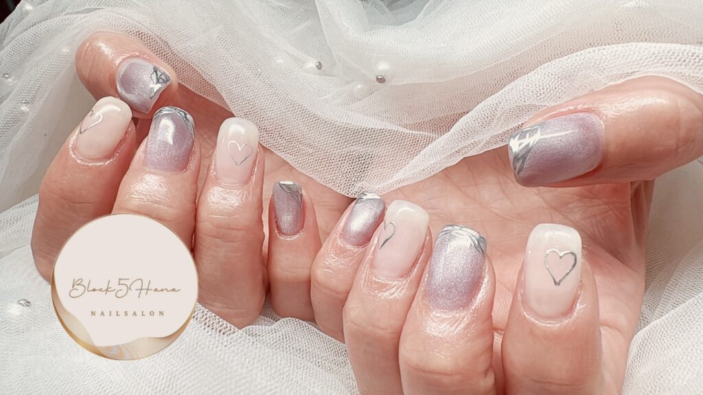 Nail No.4170【ニュアンスミラーのマグネットネイル】