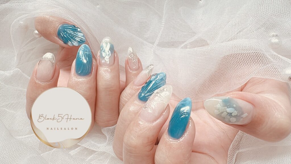 Nail No.4190【海の青さを映したマーメイドネイル】