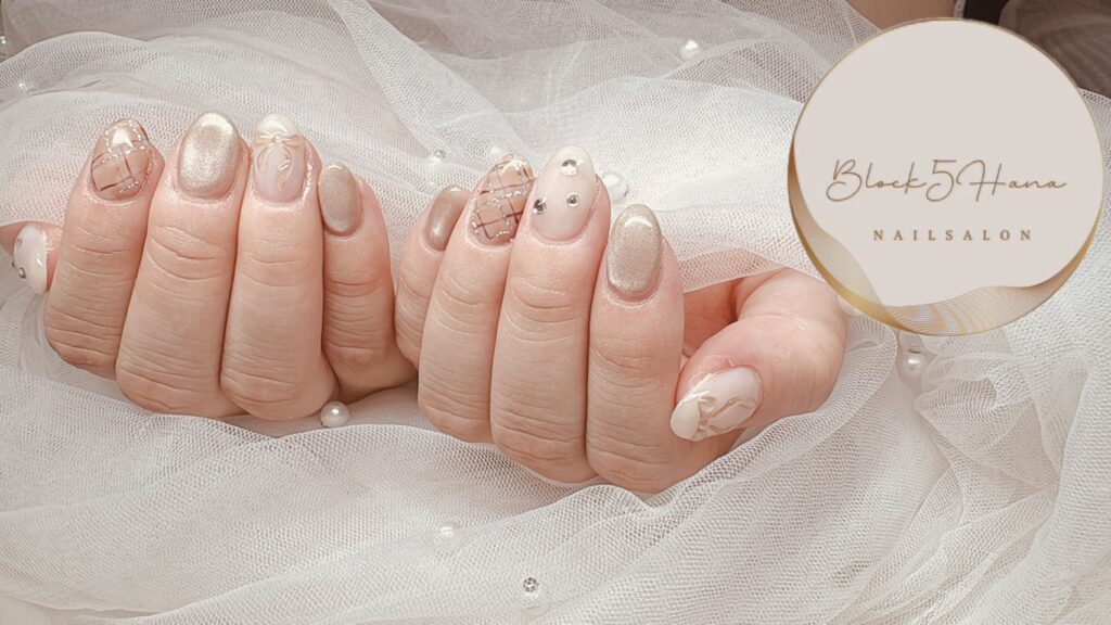 Nail No.4212【ナチュラルベージュのチェック柄】