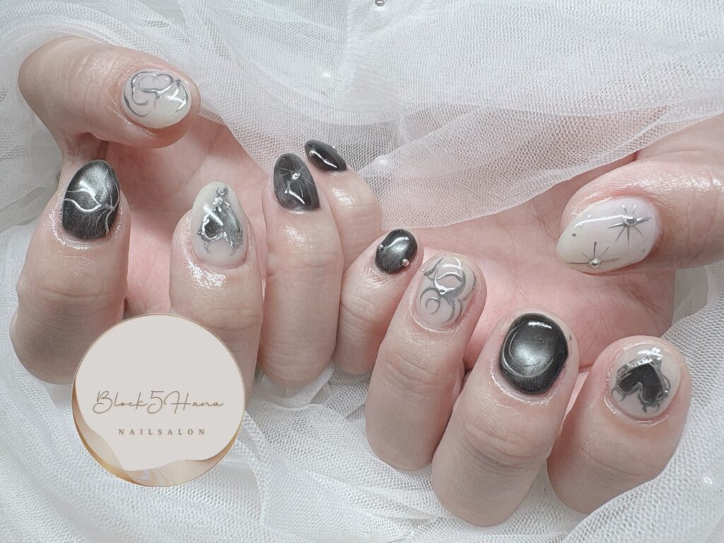 Nail No.4242【モノトーンなマグデザイン】