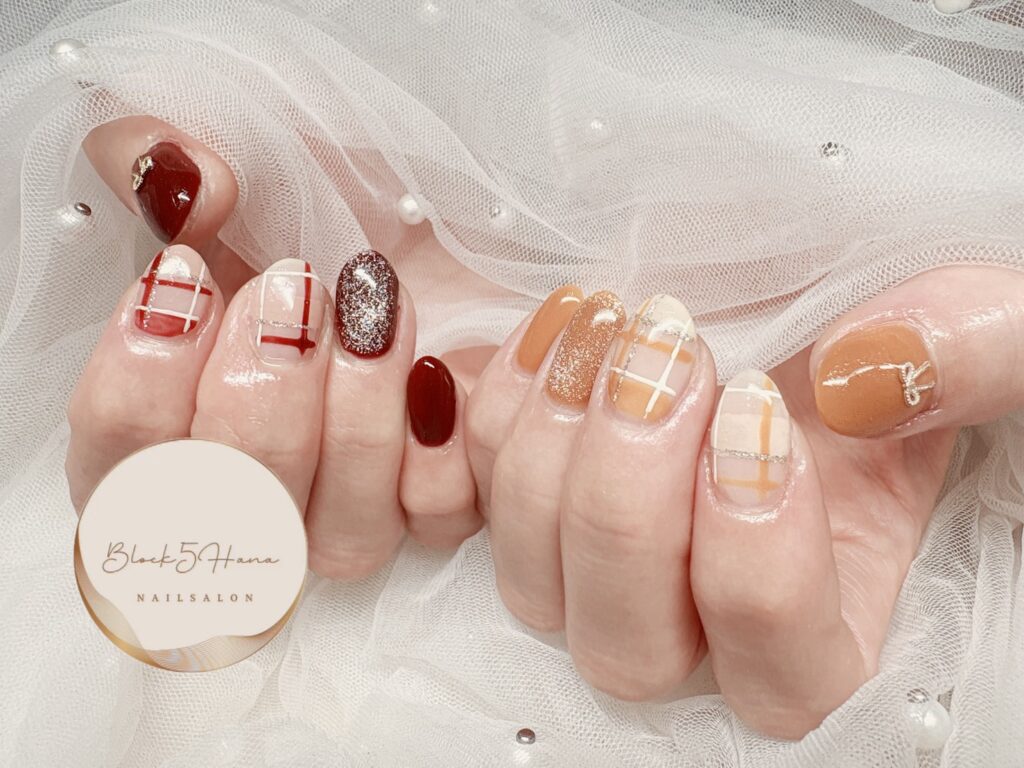 Nail No.4331【秋のはじまりチェックネイル】