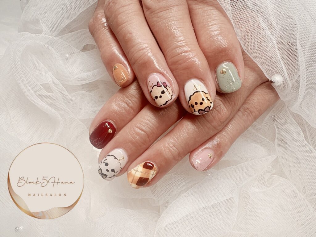 Nail No.4345【ふわふわのわんちゃんネイル】