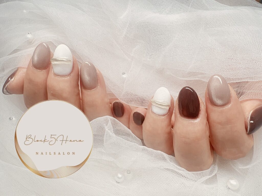 Nail No.4346【秋カラーのマグネットネイル】