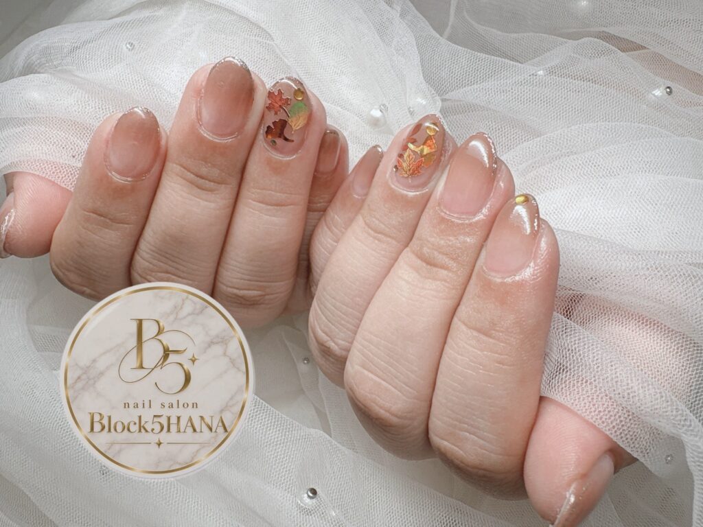 Nail No.4392【紅葉の秋色カラーグラデーションネイル】