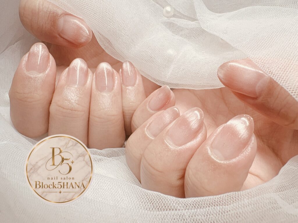 Nail No.4443【シアーピンクのうるつやマグネットネイル】